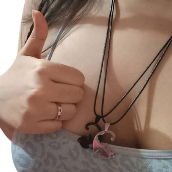 Interlocking Cats Gunmetal & Platinum Stainless Love Puzzle Necklace Set - NWT - Picture 8 of 13